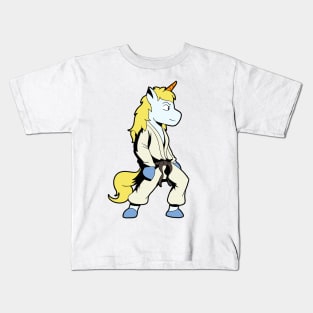 Cartoon unicorn doing judo Kids T-Shirt